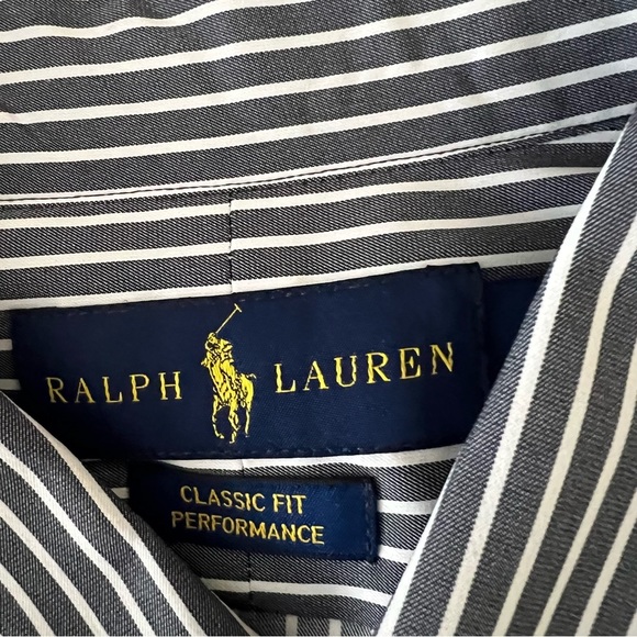 Ralph Lauren blue label classic fit performance gray button-up long sleeve shirt - Picture 9 of 11